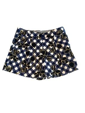 Sportmax Code Designer Floral Blue and White Gingham Shorts Size 6 Pleated